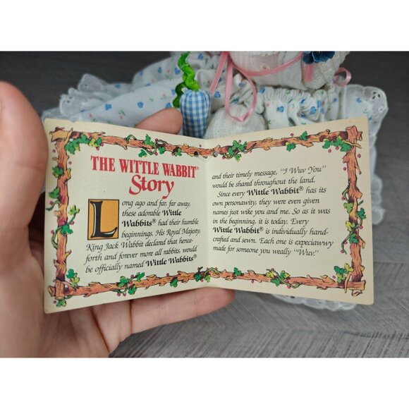 Vintage Wittle Wabbit Webecca Stuffed Bunny Rabbit Doll With Bonnet & Dress - Picture 10 of 11